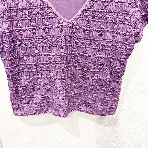 Y2K Babydoll Top Women's XL Petite XLP Purple Mesh Semi-Sheer Cropped 90s 00s - Picture 4 of 6